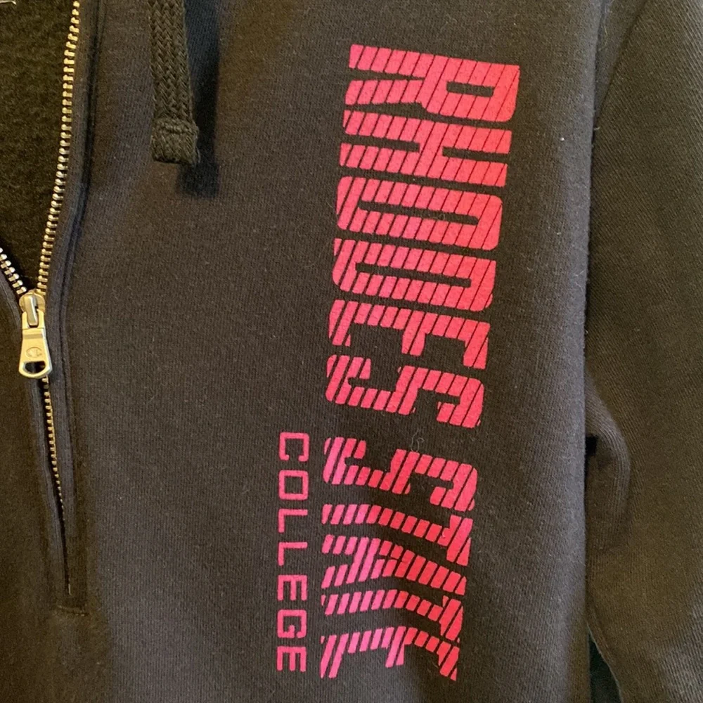 Champion Women’s Medium Rhodes State College 3/4 zip Hoodie Black/Pink - Picture 2 of 5